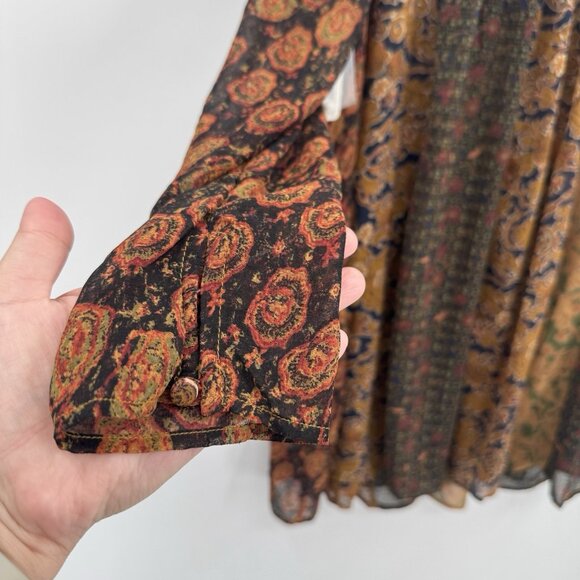 Free People Merrie Mix Print Tunic Top In Bronze Combo Floral Size S Small NWT - Picture 12 of 12